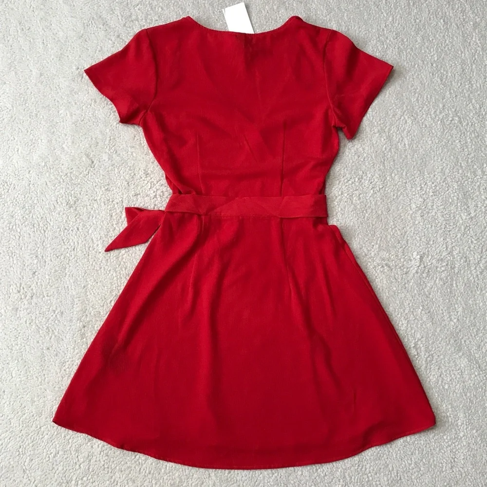 H&M Wrap Dress Short Sleeve Red Size 2